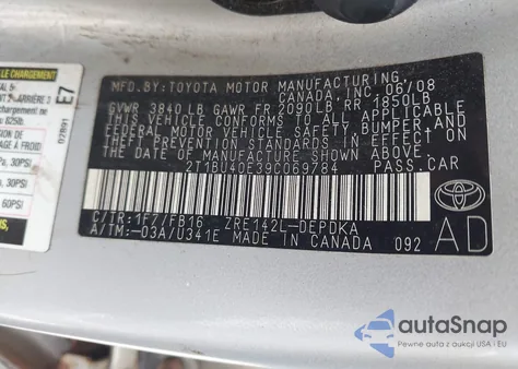 2009 Toyota Corolla Le from USA, damaged, VIN 2T1BU40E39C069784